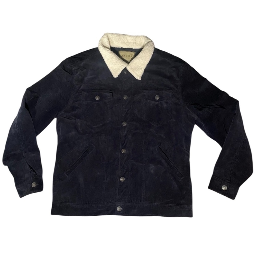 JACHS NEW YORK Blue Sherpa Lined Corduroy Trucker Jacket L